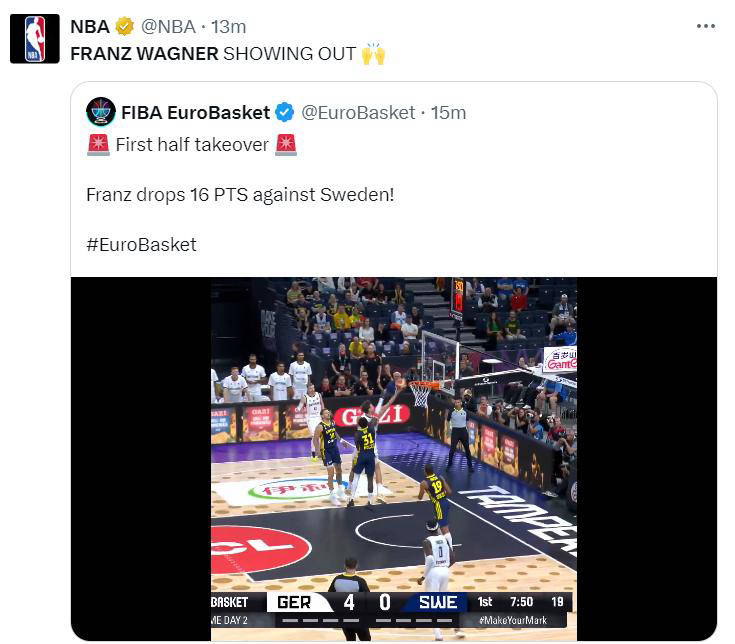 弗朗茨-瓦格纳闪耀,德国男篮斩获二连胜